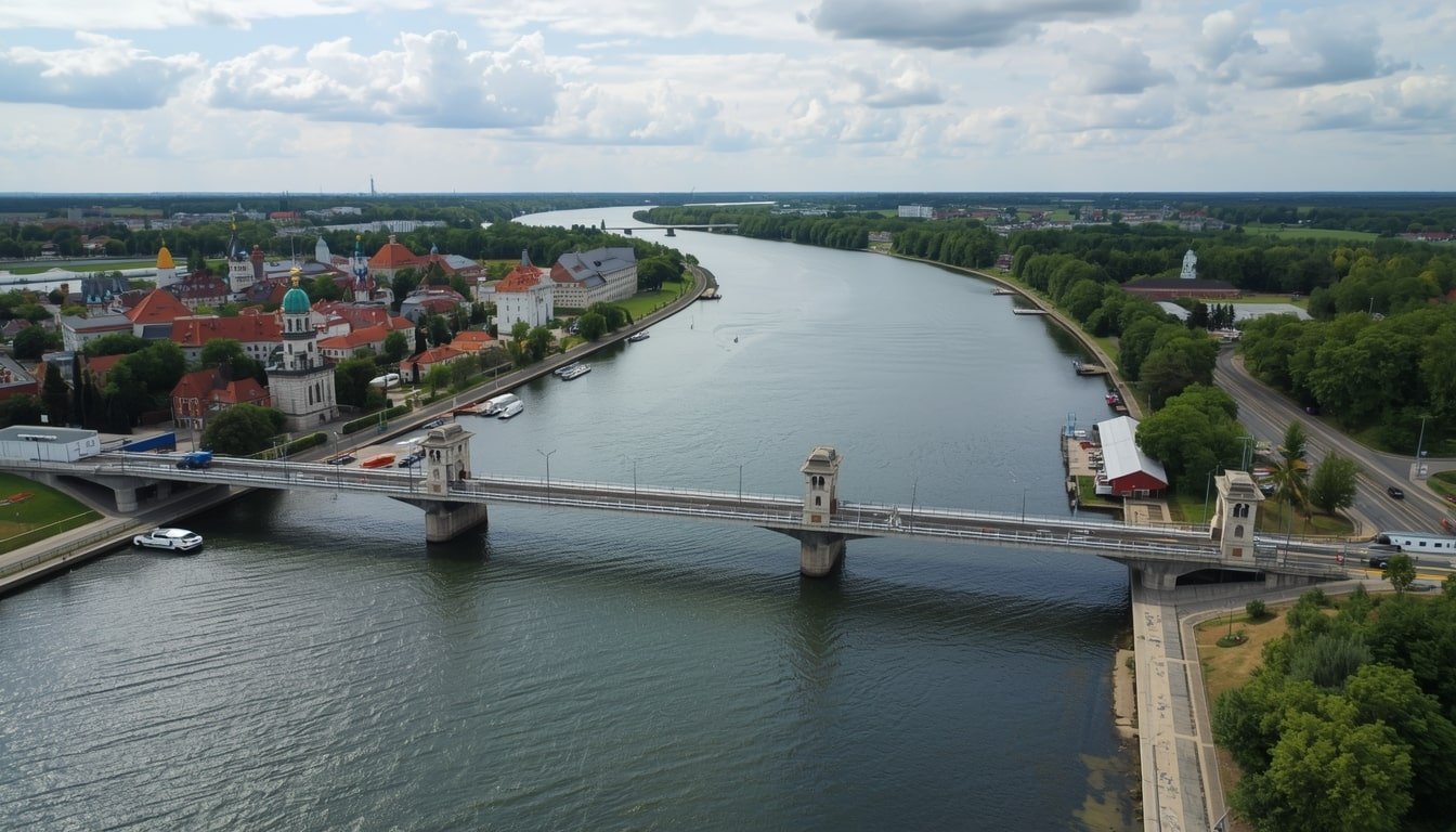 View of Transnistria's border checkpoint opening to tourists after decades, featuring the Dniester River and historic landmarks in Eastern Europe, signaling new travel opportunities in 2025.